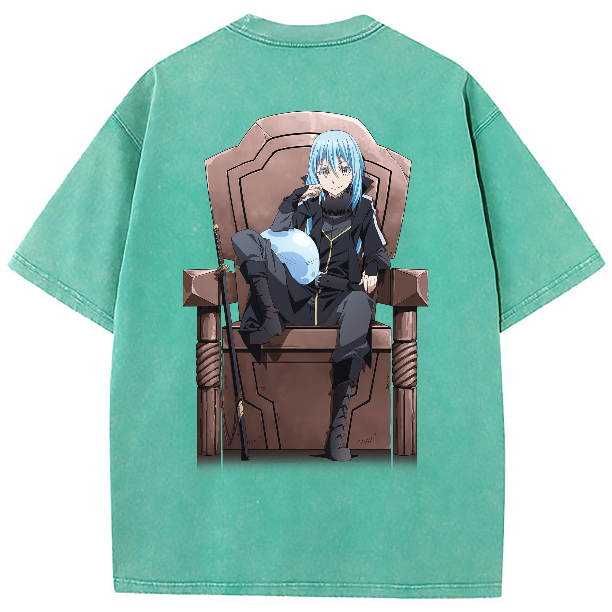 （画像用） 転スラ Regarding Reincarnated to Slime 綿100% ヴィンテージ風 半袖Tシャツ（背面プリント）